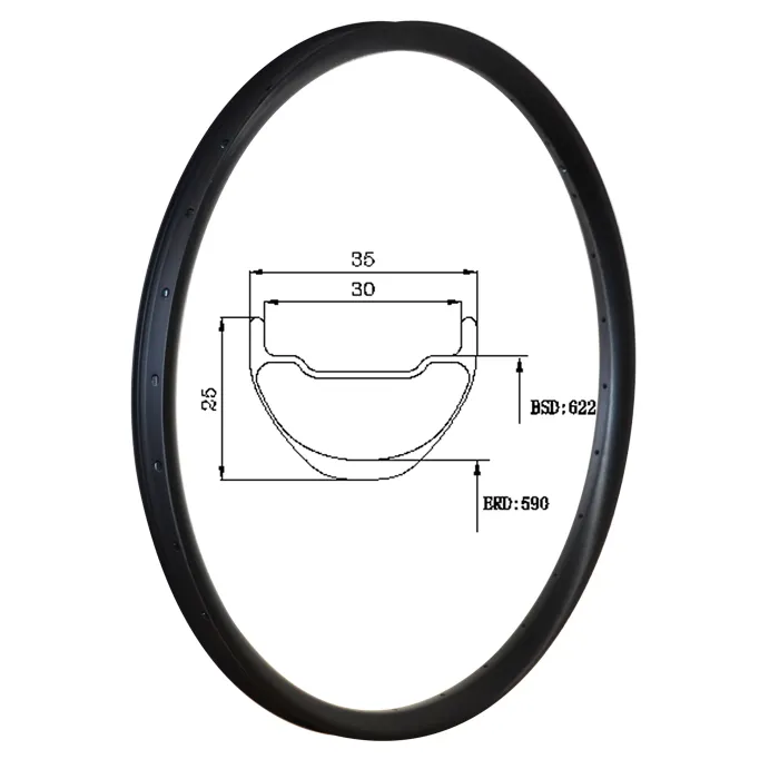 Top-Fire Nhà Máy Trực Tiếp Bán Carbon Mountain Xe Đạp Rim Hookless Không Săm 35 Mét Chiều Rộng 25 Mét Chiều Sâu Trọng Lượng Nhẹ Carbon Rim Cho XC