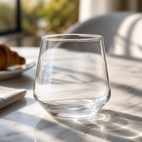 Verre à boire sans pied transparent de 300 ml, avec taille incurvée, base épaisse et plate, bord lisse, pour jus, eau, smoothies aux fruits, usage quotidien