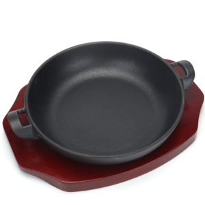 Poêle à frire <span class=keywords><strong>ronde</strong></span> en fonte noire pré-assaisonnée, pour plaques électriques, à gaz et à induction, utilisée pour le barbecue et la sautée <span class=keywords><strong>de</strong></span> légumes - Product Image 1