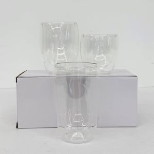Glitter Borosilicate Double Wall Tumbler Clear 8Oz 12Oz 15Oz Pre-Drilled Snow Globe Insulated Coffee Mug <b>Cups</b> for Diy - Product Image 4