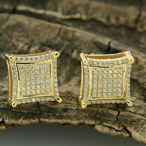 Pendientes de Diamantes de Oro Sólido de 18K de Lujo, Corte Princesa, Color G, Diamantes Naturales, Joyería Unisex para Uso Diario - Product Image 3