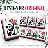 Jeu de Mahjong américain Panda chinois, design original, tuiles en acrylique à 4 couches avec tapis de Mahjong assorti