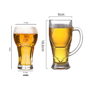 Materiales de Marketing para Cervecerías, Taza Creativa de 450 ml, Jarra de Cerveza, <span class=keywords><strong>Copa</strong></span> de Vidrio, Vasos de Cerveza con Diseño de Balón de Fútbol para Bar - Product Image 4