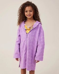 Hop Chất Lượng Bãi Biển Mô Hình Trẻ Em Khăn Tắm Jacquard Poncho Phong Cách Hữu Cơ Bông Áo Choàng Tắm Với Mềm Zip Thru Khăn Trùm đầu Cô Gái - Product Image 5