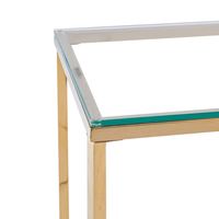 Petite Table de Console en verre bleu et acier inoxydable au fini doré