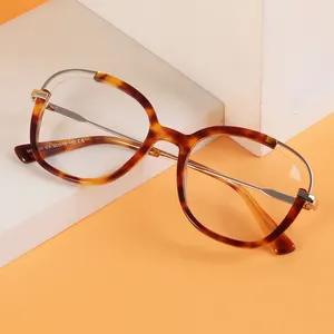 Vintage Triangle 2022 Women Acetate With Metal Custom Eyewear Wholesale Factory Supplier Manufactures Eye Frame Optical Glasses