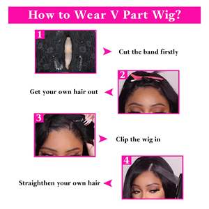 V Part Perruques Cheveux Humains Raides Minimal ou No Leave Out Upgrade U Part Perruque pour Femmes Noires V Shape Clip in Half Perruque - Product Image 4