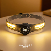 Lampe frontale en silicone à détection gestuelle XPE COB rechargeable avec charge Type-C pour le camping, la randonnée, lampe frontale à induction