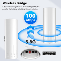Transmisor inalámbrico de 5.8G y 3KM, con pantalla digital, marcación por código, antena wifi de largo alcance para exteriores, puente inalámbrico punto a punto (PTP)