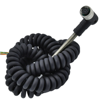 Gaine PVC personnalisable M12 2/3/4/5/12/17Pin Cordons bouclés de contrôle de l'alimentation Support de câble en spirale pour connecteurs de tête d'aviation de voiture