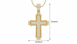 Pendentif croix hip-hop serti de diamants naturels en or, bijoux statement pour streetwear haut de gamme et style nocturne - Product Image 2