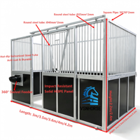 Stations d'alimentation ventilées pour écuries de luxe, clôtures en métal galvanisé, panneaux en bambou/HDPE/WPC, tailles personnalisables, sans électricité