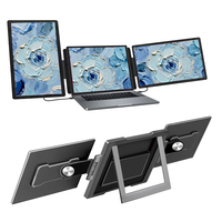 Moniteur portable de 14 pouces avec type C, support rotatif à 360 degrés et écran triple pour ordinateur portable, Full HD 1920x1080
