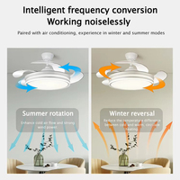 24W E26 E27 Prise 5 Lames Ovales Changement de Couleur Télécommande Mini Ventilateur Ampoule Ventilateur de Plafond de Lumières