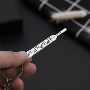 新作ホットアイアンクラフトキーホルダー卸売3D温度計注射器鉄製キーリングカスタムロゴ看護師医療シルバー軽量 - Product Image 6