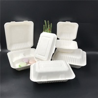 Contenedor de Alimentos Tipo Concha de Almeja de Almidón de Maíz, Vajilla Desechable Biodegradable, Lonchera de Bagazo de Caña de Azúcar