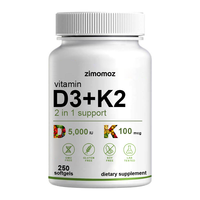 Suplemen Vitamin D3 K2 Softgel untuk Dewasa, 250 Kapsul, Mendukung Kesehatan Mood, Meningkatkan Imunitas, Bahan Baku Berkualitas Tinggi, Minyak Biji Bunga Matahari