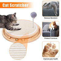 Jouet grattoir pour chat en bois de qualité supérieure avec balles interactives et tapis à gratter en sisal, centre d'activités durable pour animaux de compagnie