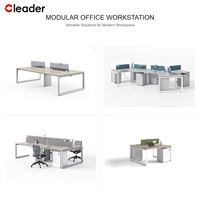 Banc de travail commercial pour 4 personnes avec écran de confidentialité en tissu, armoire mobile et structure en acier – OEM