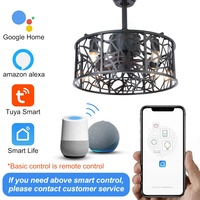 Ventilateur de plafond D019 avec moteur DC, télécommande, 46 cm, 5 pales, lumière LED, design épuré