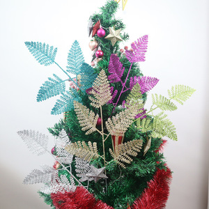 ใบไม้กลิตเตอร์ห้ากลีบขายส่ง สำหรับทำ<span class=keywords><strong>ดอก</strong></span>ไม้ประดิษฐ์ DIY อุปกรณ์ตกแต่งคริสต์มาส ของตกแต่งบ้าน - Product Image 1