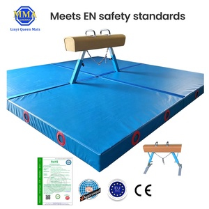LYQUEEN Pommel Horse <span class=keywords><strong>de</strong></span> Gymnastique Scolaire, Hauteur Réglable 105-130cm, avec Chaîne <span class=keywords><strong>de</strong></span> Sécurité, Conforme aux Normes EN - Product Image 2