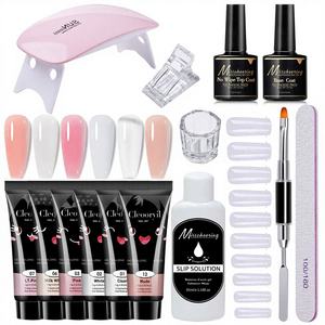 Set de Arte de Uñas al por Mayor de 12 Piezas: Lámpara UV/LED de 6W, <span class=keywords><strong>Gel</strong></span> de Extensión Rápida de 15ml, Capa Base y Superior con Moldes para Uñas y Pincel Profesional - Product Image 1
