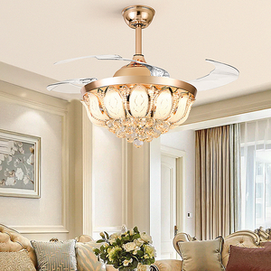 Lámpara de ventilador de cristal de <span class=keywords><strong>loto</strong></span> creativa con control remoto espectro completo <span class=keywords><strong>viento</strong></span> suave luz de ventilador de techo para el hogar restaurante dormitorio - Product Image 6