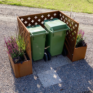 Contenedor de Basura Metálico Moderno para Jardín, con Recubrimiento en Polvo Marrón, Decorativo y Autoportante para Patio y Jardín - Product Image 6