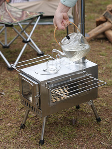 Poêle à <span class=keywords><strong>bois</strong></span> miniature portable abordable en acier inoxydable - Ustensiles de cuisine pour le camping et les voyages en plein air - Product Image 6