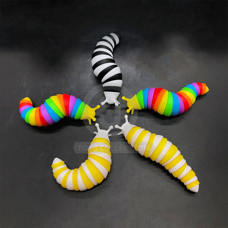 New Arrival Wholesale Mini Slug Fidget Toys 3D Rainbow Stress Relieve Toy Decompression Anti- Stress Slugs For Kids