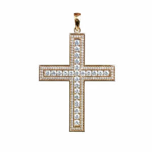 Colgante de Cruz con Diamante Cultivado en Laboratorio de Lujo en Oro Sólido de 14K o Oro Blanco, Joyería Fina para Mujeres y Hombres, Diseño Inspirado en la Fe - Product Image 1