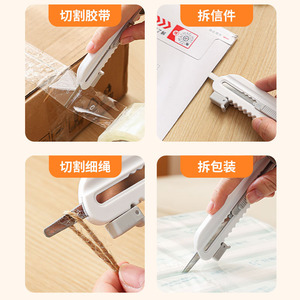 Utility Knife With Magnetic Attachment And Ruler Stainless Steel Blade White Color For Package Opening - Product Image 4