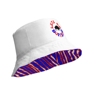 Hot Custom Buffalo Bucket Hat Zebra Pattern 716 Football Embroidery Cotton Polyester Wide Brim Fisherman Caps Blank Hats