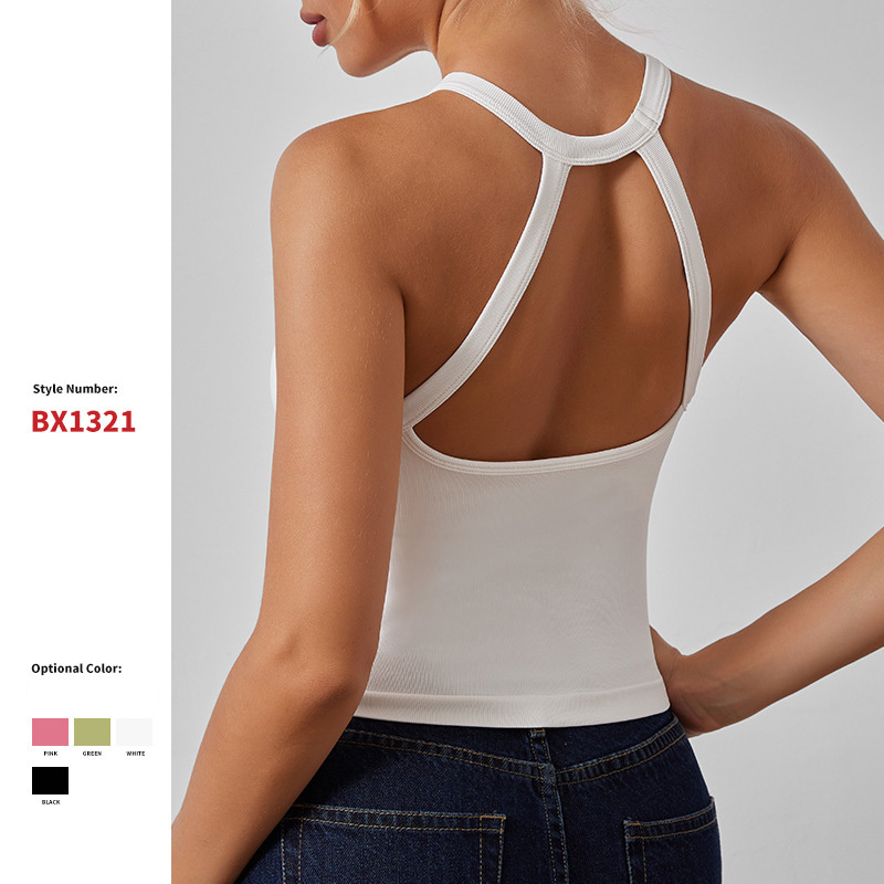 Slim Fit Backless Bra With Pad Anti-vibration Sweat-wicking Gym Outdoor Medium Impact Yoga Bra for Women