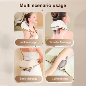 Portable Neck And Shoulder Massager 6 Massage Heads Strong Kneading Smart Relaxer Upper Back