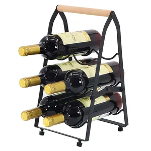 High Quality Foldable 3 Layers Wine Bottle Holder Countertop Wine Storage Rack Iron Wine Display Shelf