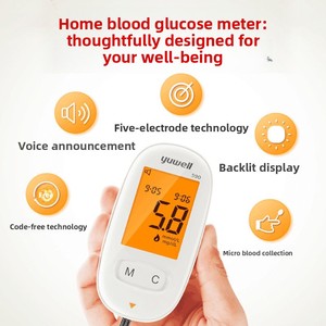 Glucómetro Fish Leap 590, Totalmente Automático, para Uso Doméstico, Inteligente, sin Chip, Tiras Reactivas de Glucosa en Sangre, 50 Unidades, Retroiluminación, Voz, 580 - Product Image 1