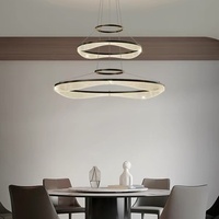 Lustre moderne en forme de grand anneau pour villa, salle à manger, escalier, hôtel, maison, plafond haut