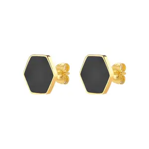 Campioni gratuiti gioielli minimalisti in oro placcato in acciaio inox orecchini esagonali geometrici a goccia di olio orecchini da donna