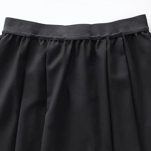 Puffed Hem <b>Elasticated</b> Waist women's casual <b>skirts</b> A-Line Elegant Solid Black pleated <b>skirt</b> Straight Daily commute summer <b>skirt</b> - Product Image 3