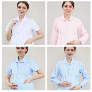 Uniforme d'infirmière de maternité à manches longues avec col <span class=keywords><strong>Peter</strong></span> Pan pour femmes enceintes, taille empire plissée, tenue professionnelle pour hôpital - Product Image 4