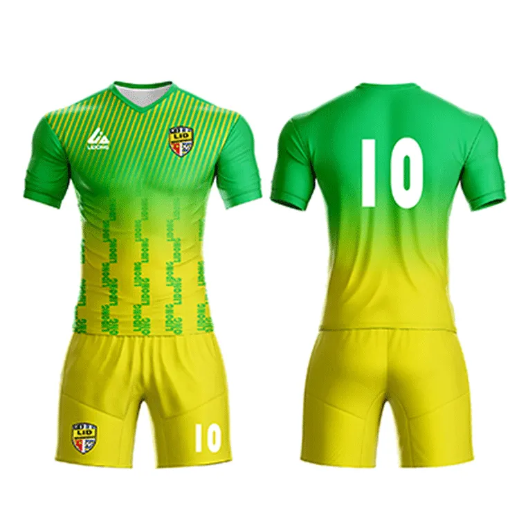 2019 world football cup jersey football adults soccer wear yellow and green color soccer uniforms for men