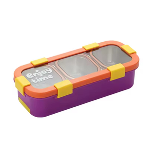 Students 3 Grids <b>Leakproof</b> Foldable Portable Eco-Friendly Customizable Picnic Tiffin Food Container Stainless Steel <b>Lunch</b> <b>Box</b> - Product Image 3