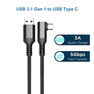 Nhà Sản Xuất Hot Bán Dài Chiều Dài 5M 16.4ft Không Có Sự Chậm Trễ Hợp Kim Nhôm Nylon Bện Trái Phải Góc 90 Độ USB C Cáp - Product Image 2