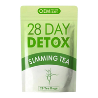 Thé vert détoxifiant Detox Slim, kit de thé détoxifiant de 28 jours, détoxifiant à base de plantes pour la perte de poids, le métabolisme et l'énergie