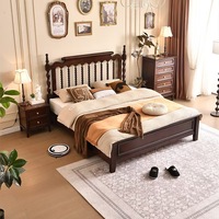 Ensemble de meubles de chambre à coucher modernes sur mesure, lit double extra-large avec rangement, lit de mariage traditionnel sculpté à la française, style vintage