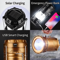 Lanterne de camping solaire avec port de charge USB, lampe suspendue étanche pour l'extérieur, idéale pour la randonnée, les marchés nocturnes et la rue