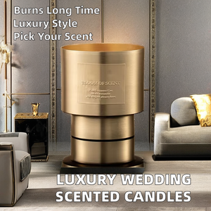 เทียนหอมแบบทำจากไม้ไส้ตะเกียงทำจากโลหะสีทองทำจากถั่วเหลืองแท่งเทียนหอมของขวัญแต่งงานแบบสั่งทำ - Product Image 3