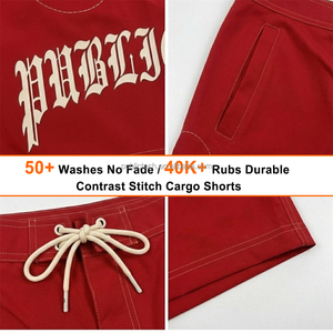 Private Label Custom Logo Screen Print Cargo Shorts Men Contrast Stitch Detail Drawstring Waist Loose Fit Premium Jogger Shorts - Product Image 2
